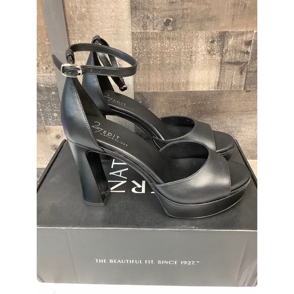 Naturalizer 27 Edit Womens 6M Black Leather Delphie Platform Heel Sandal LB12-22 - Picture 3 of 7